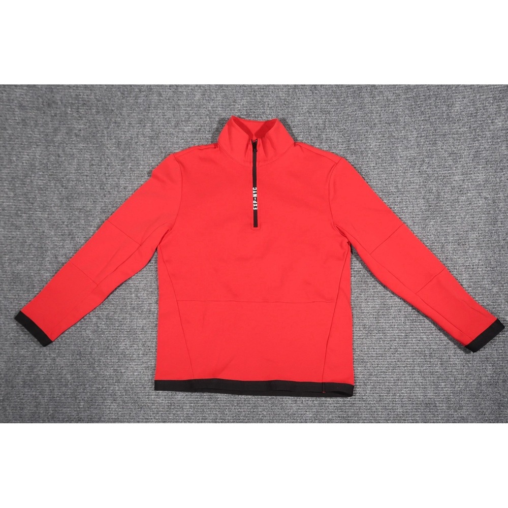 Express Mens EXP-NYC Quarter Zip Pullover Red Black Trim Sweatshirt Size M
